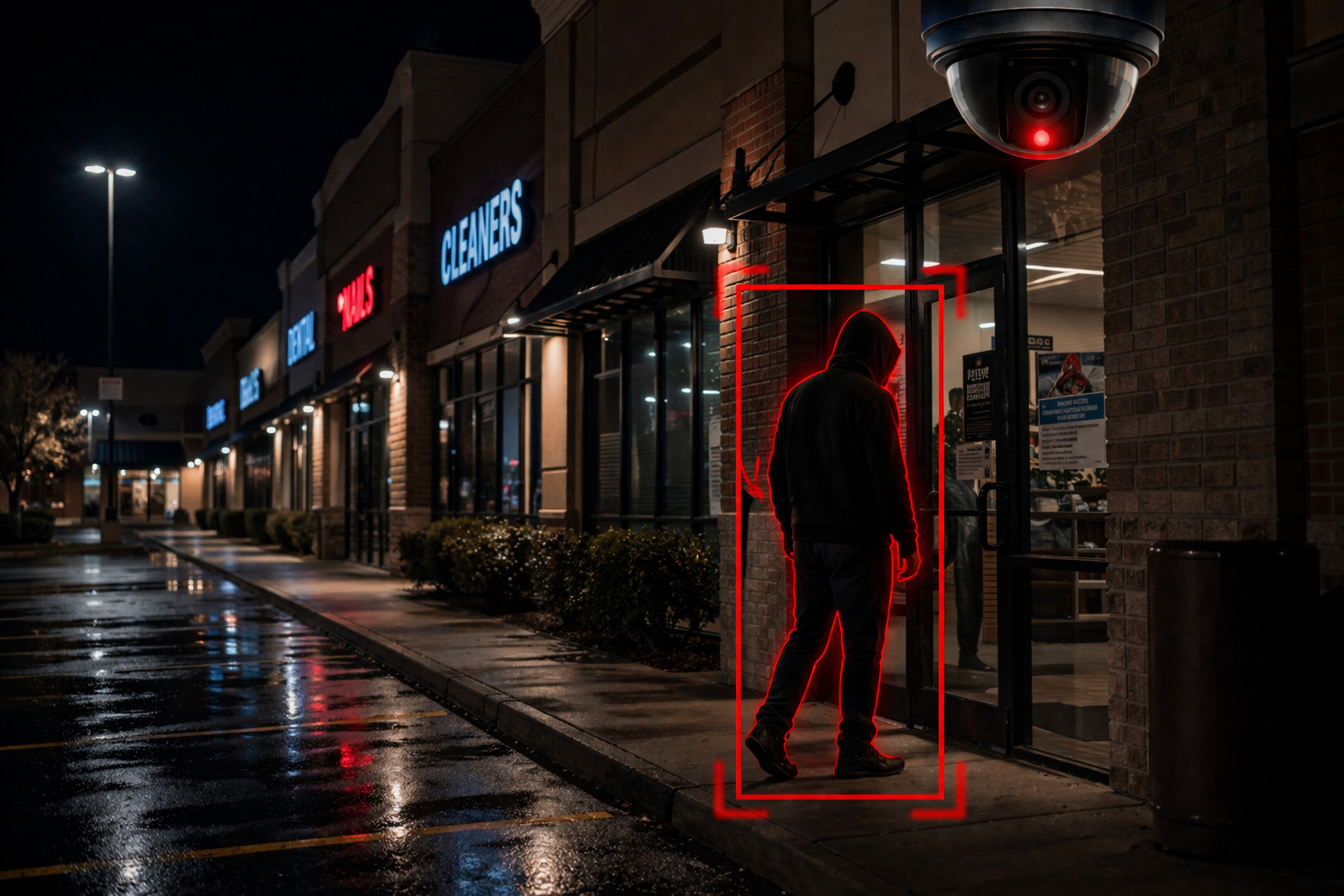 Trespasser stocking a retail store after hours.